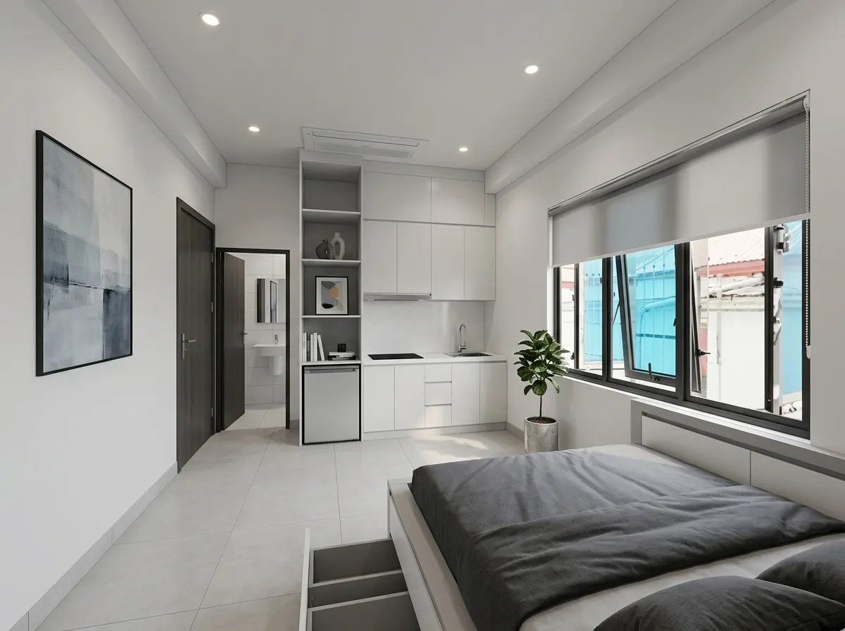 The same studio renovated in the Modern direction